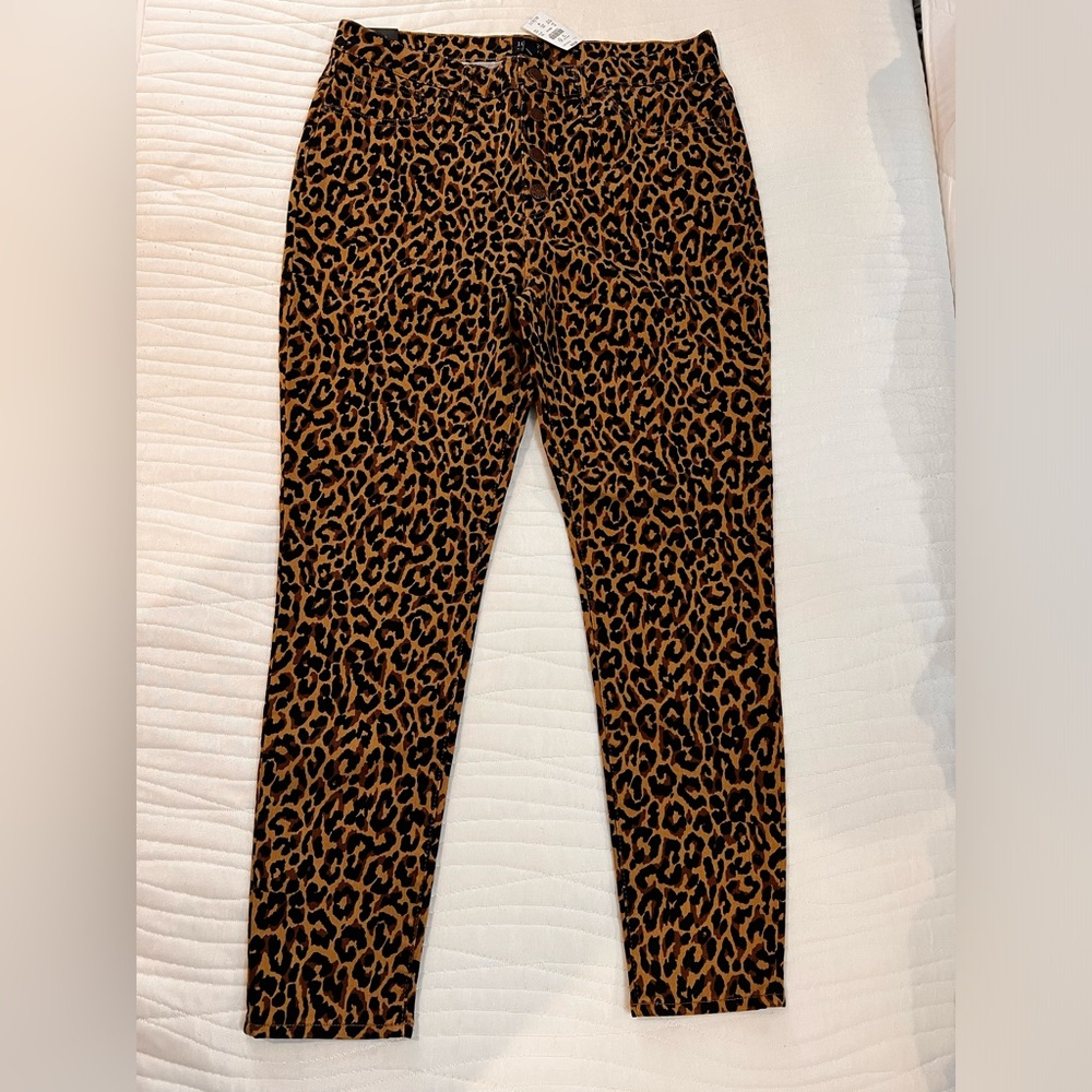 J. Crew 9” High Rise Skinny Animal Print Button Fly Pant
